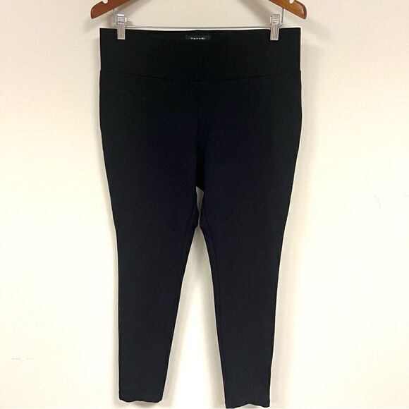👠Tahari wide waistband pull on stretch black pants Sz L - Picture 1 of 4